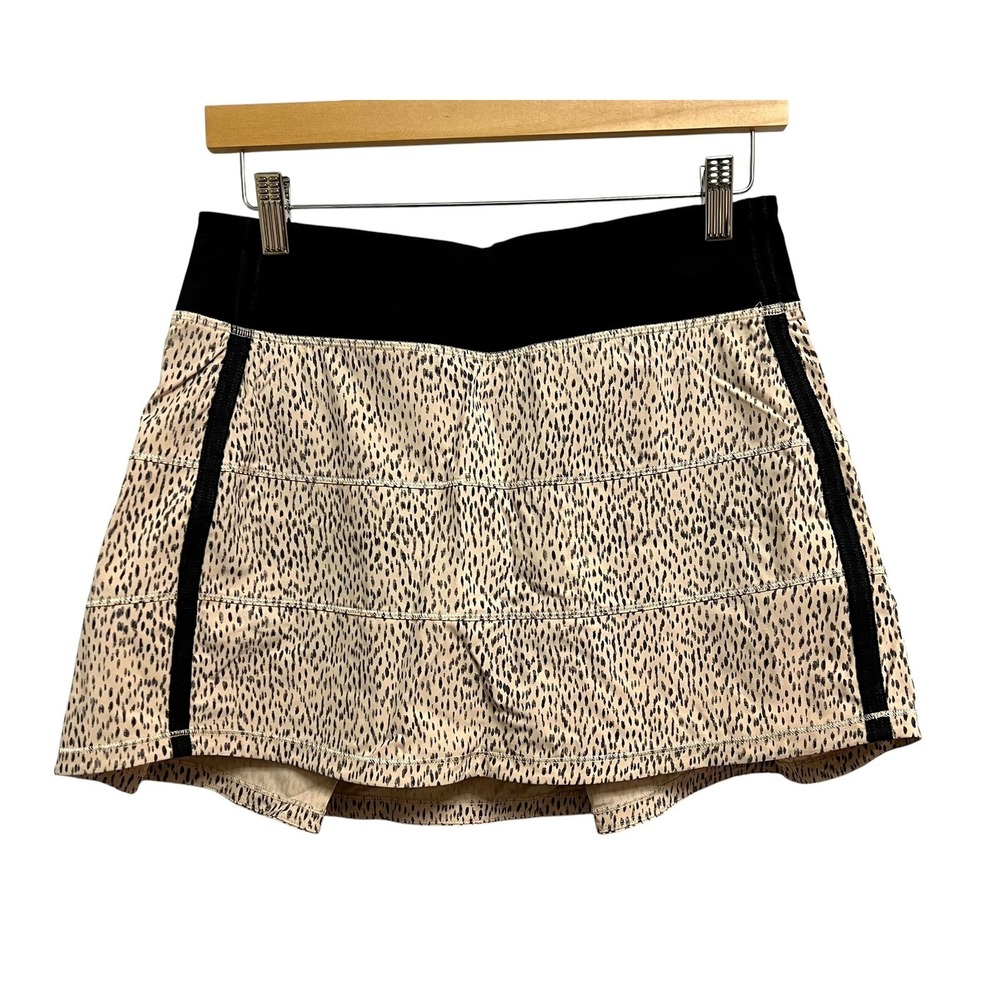 Lululemon Pace Rival Skort Tall Women 6T Tan Black Animal Print Running Tennis
